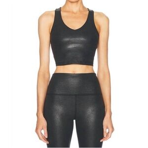 Beyond Yoga Glow On Cropped Tank Top Black Foil Size L